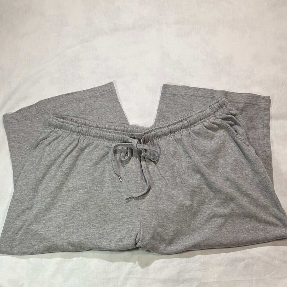Woman Within Better Fleece Cropped Sweatpants Gray Plus Size 2X Casual